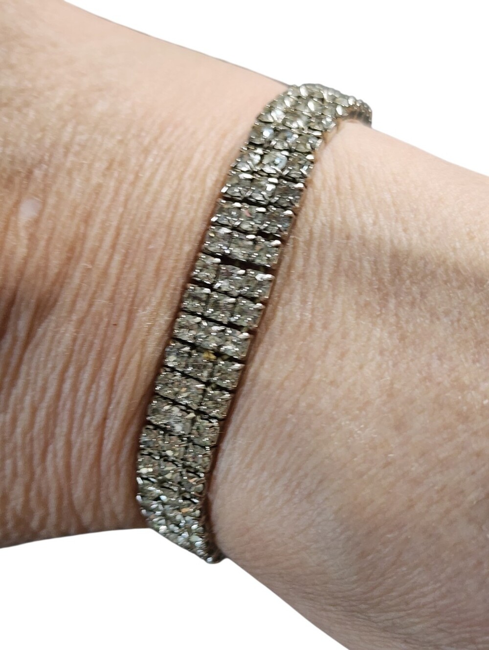 Classic Silvertone Rhinestone Tennis Bracelet
